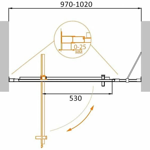 Душевая дверь (100х195) CEZARES MOLVENO MOLVENO-BA-11-80+20-C-Cr-IV
